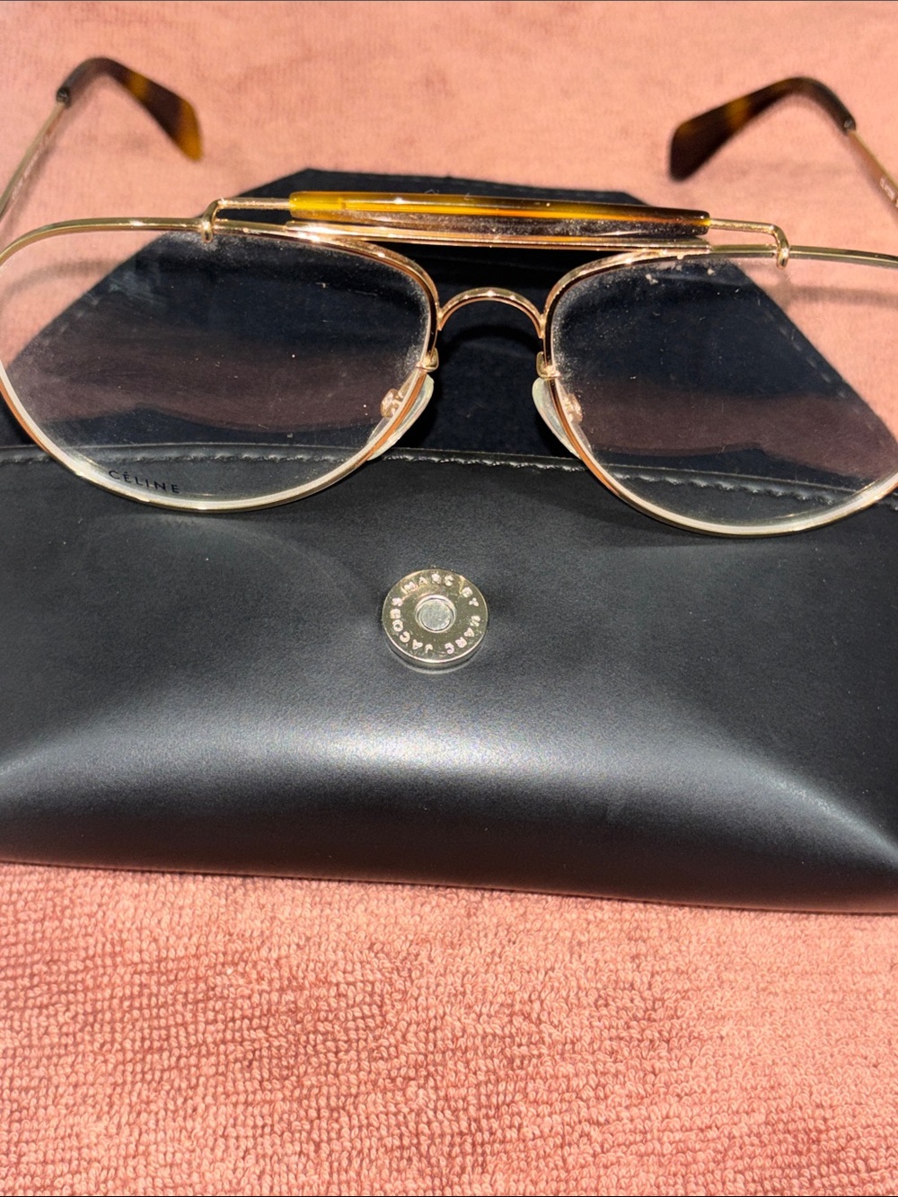 Celine Aviator Optical Glasses with black Pouch with Gold Snap